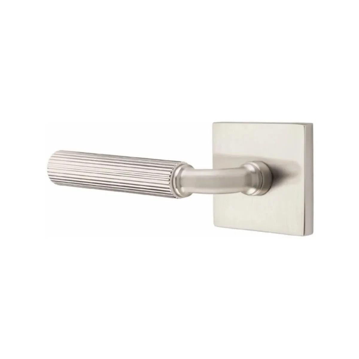 Emtek Select R-Bar Straight Knurled Lever with Square Rosette Satin Nickel