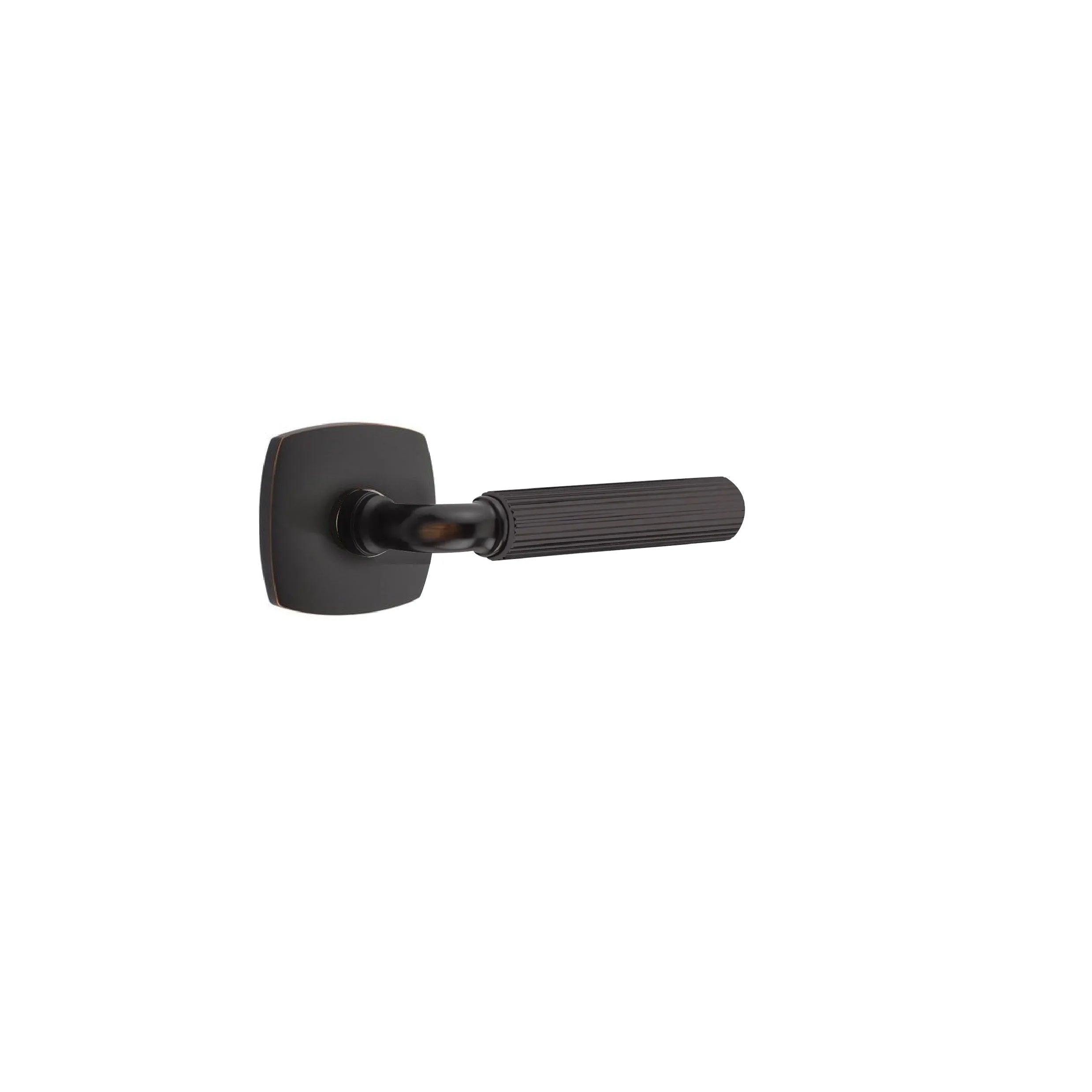 Emtek Select R-Bar Straight Knurled Lever with Urban Modern Rosette Oil Rubbed Bronze