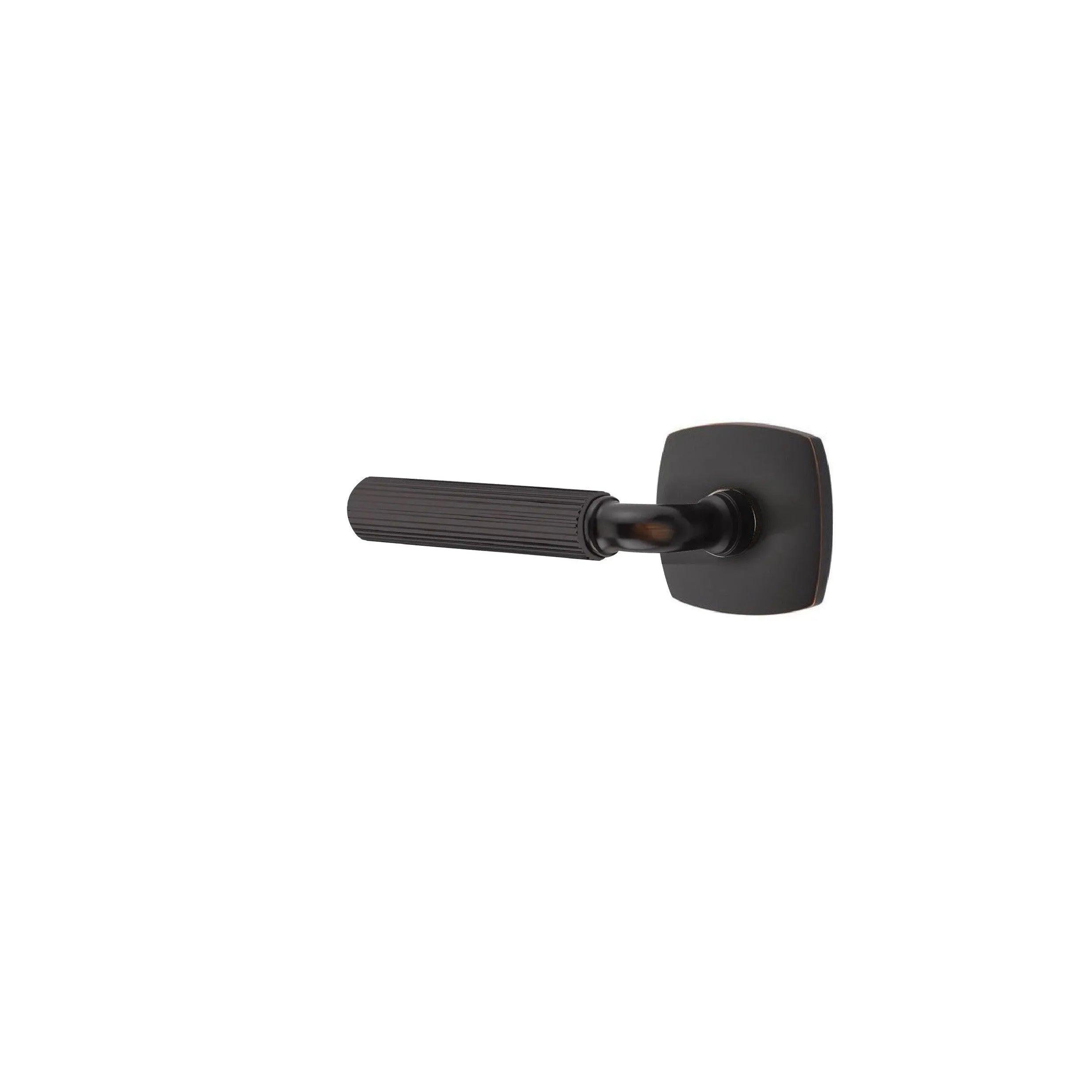 Emtek Select R-Bar Straight Knurled Lever with Urban Modern Rosette Oil Rubbed Bronze