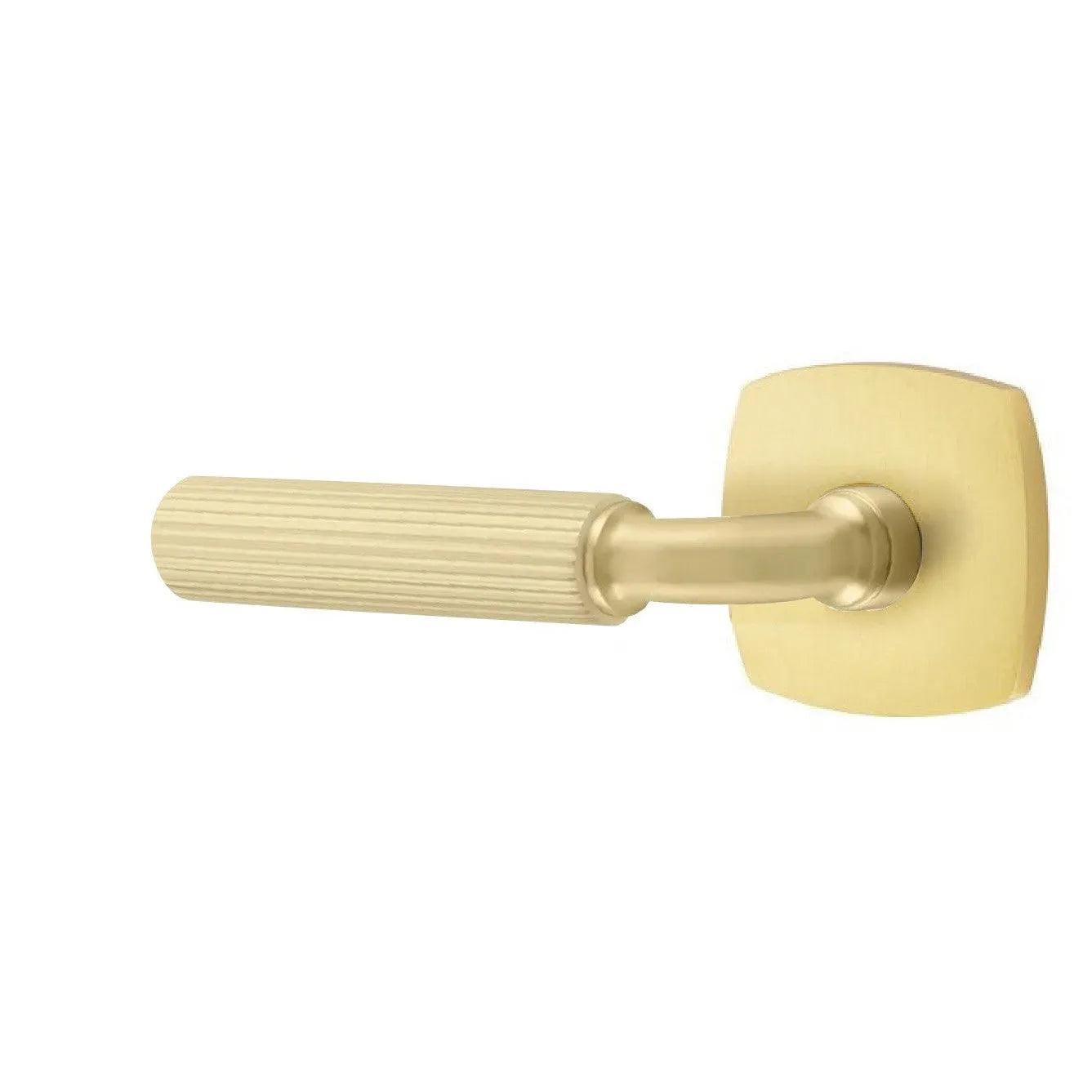 Emtek Select R-Bar Straight Knurled Lever with Urban Modern Rosette Satin Brass