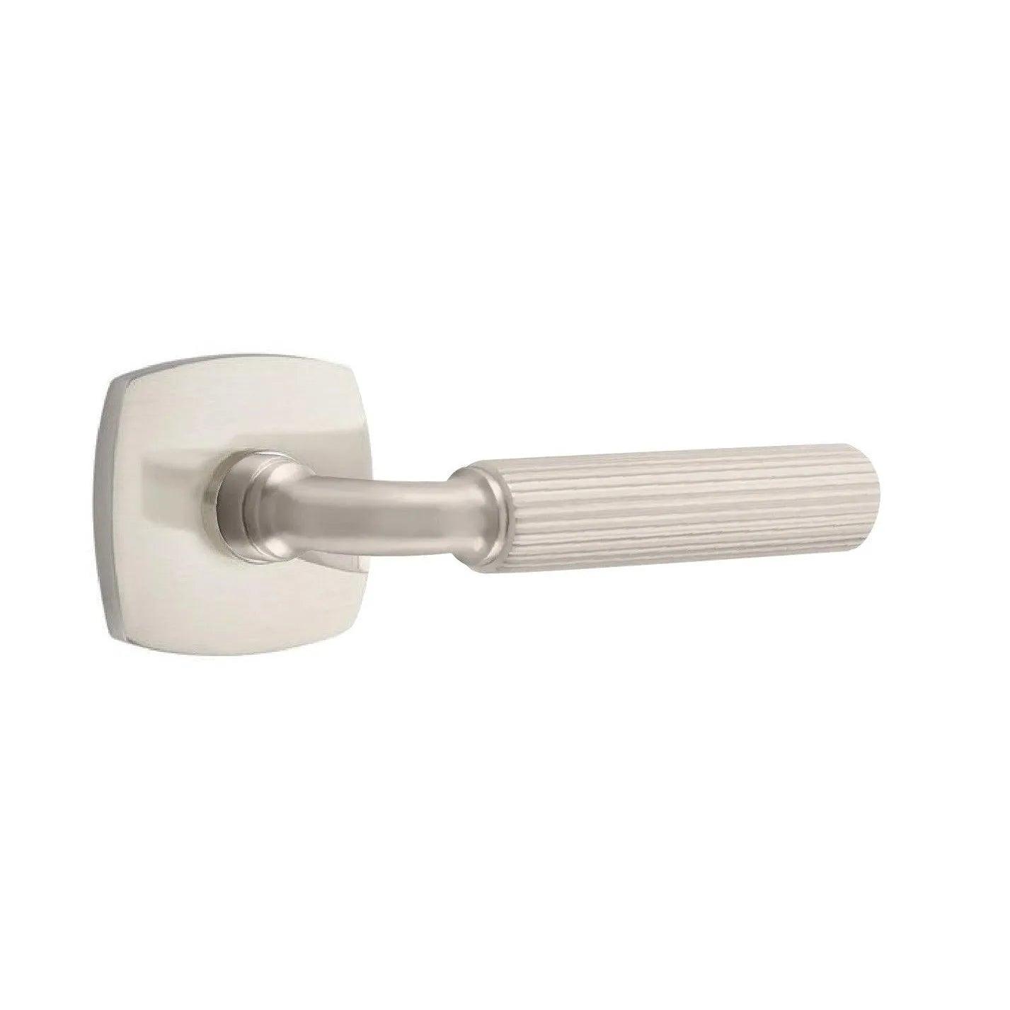 Emtek Select R-Bar Straight Knurled Lever with Urban Modern Rosette Satin Nickel