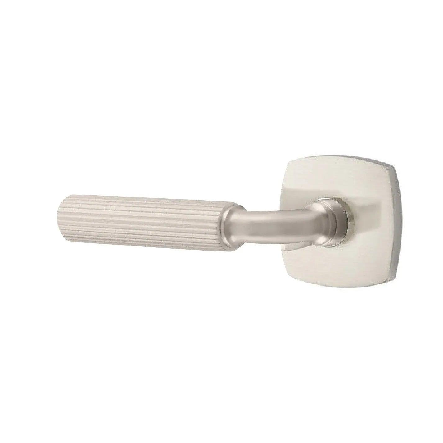 Emtek Select R-Bar Straight Knurled Lever with Urban Modern Rosette Satin Nickel