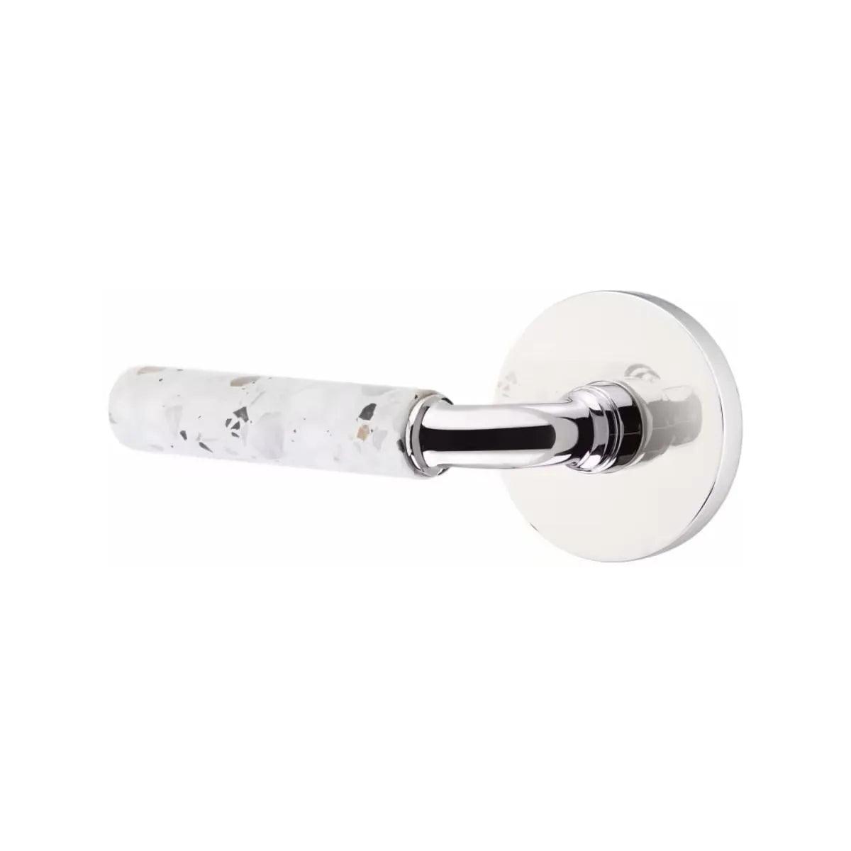 Emtek Select R-Bar Terrazzo Lever with Disk Rosette Polished Chrome