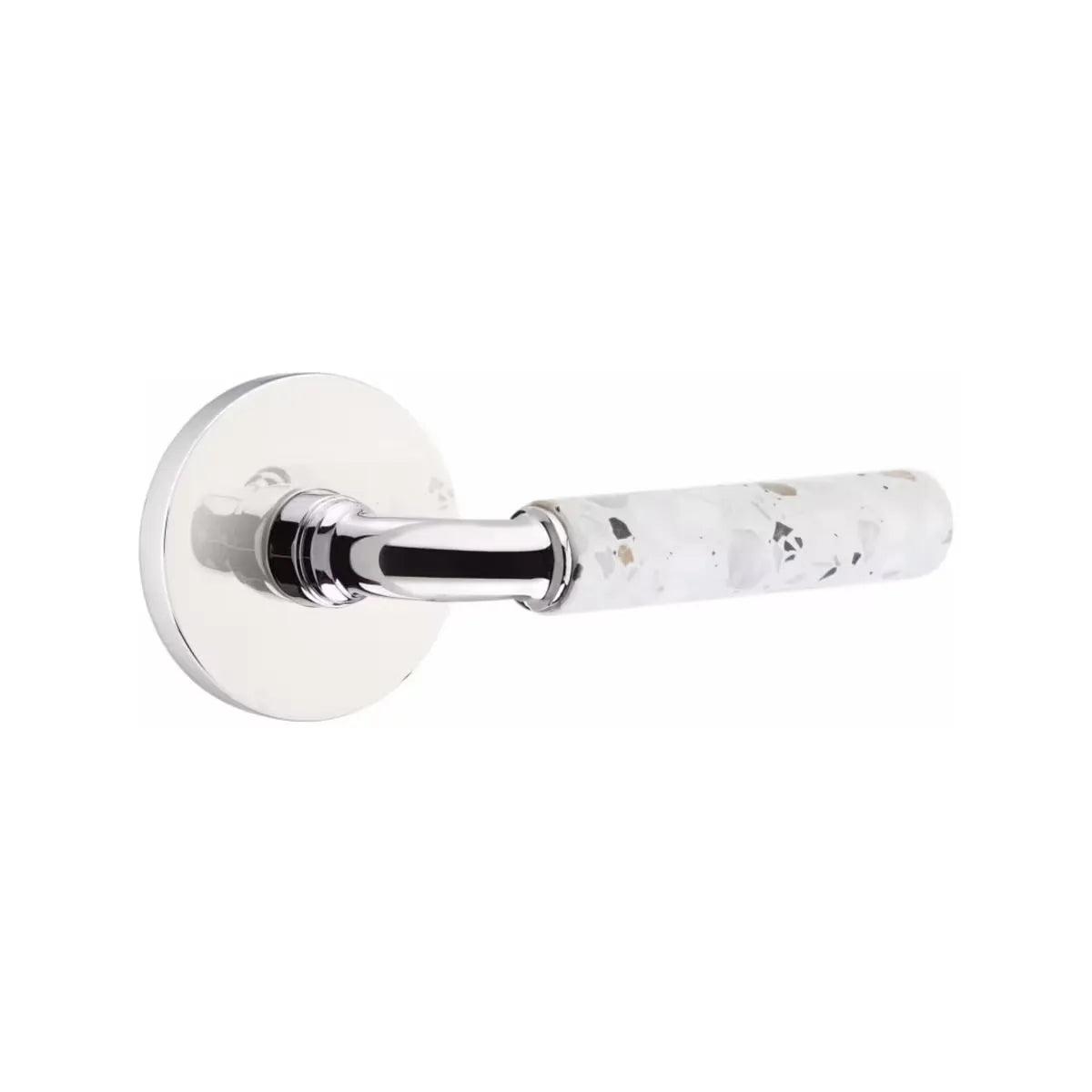 Emtek Select R-Bar Terrazzo Lever with Disk Rosette Polished Chrome