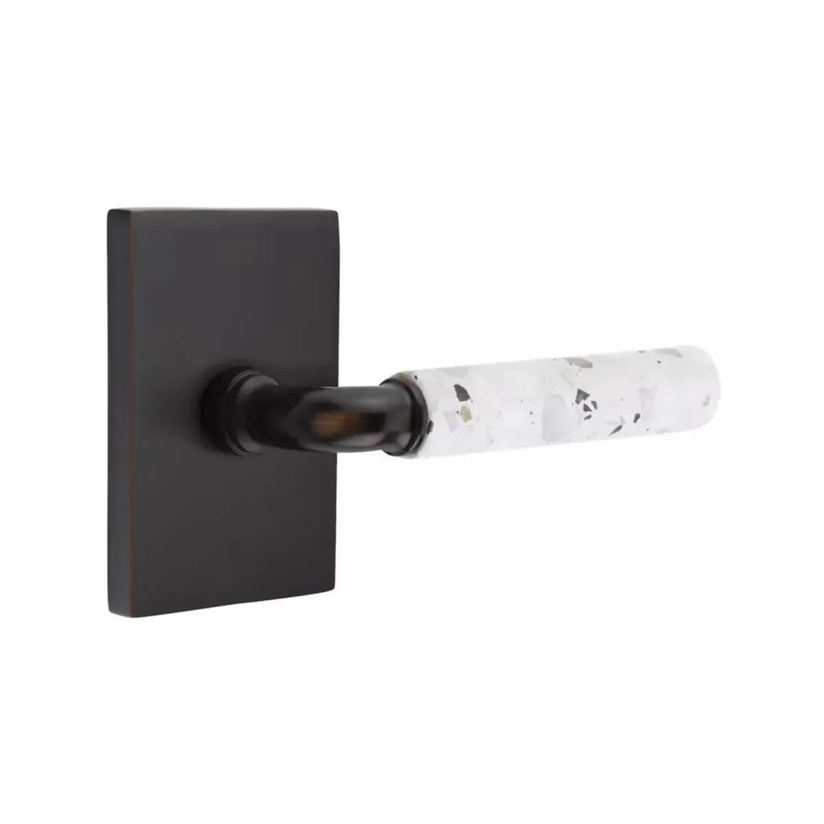 EmtekEmtek Select R-Bar Terrazzo Lever with Modern Rectangular Rosette in 