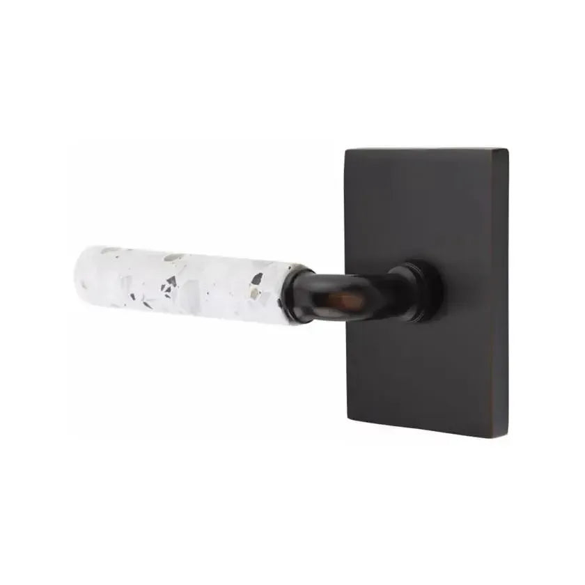 EmtekEmtek Select R-Bar Terrazzo Lever with Modern Rectangular Rosette in 