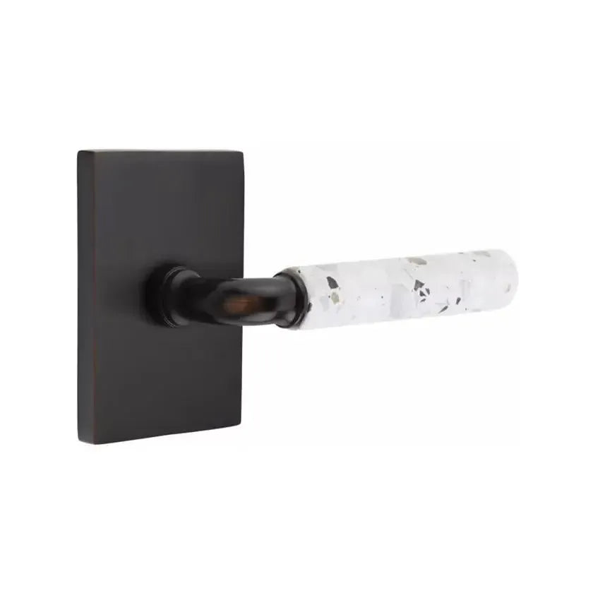 EmtekEmtek Select R-Bar Terrazzo Lever with Modern Rectangular Rosette in 