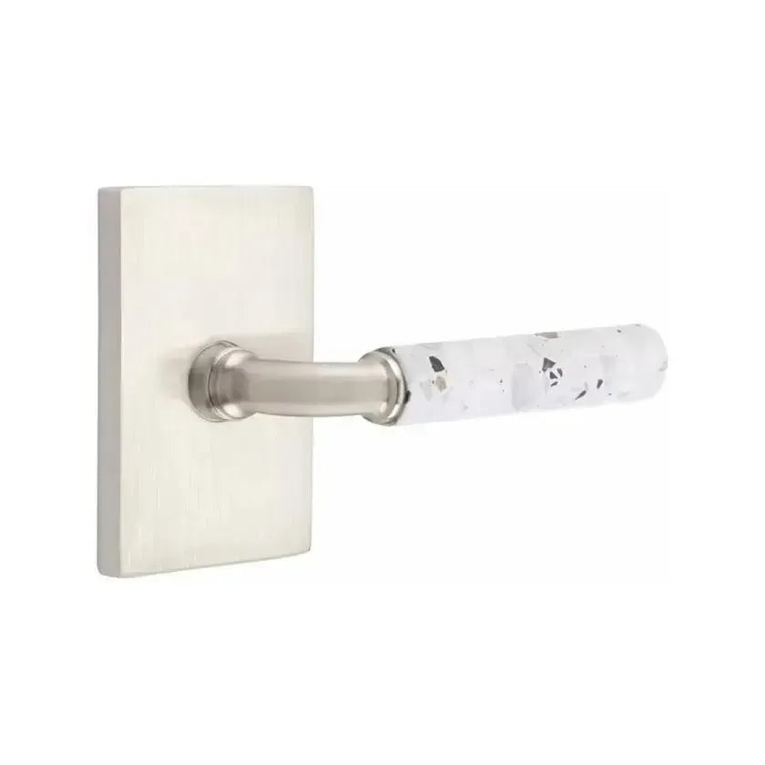 EmtekEmtek Select R-Bar Terrazzo Lever with Modern Rectangular Rosette in 