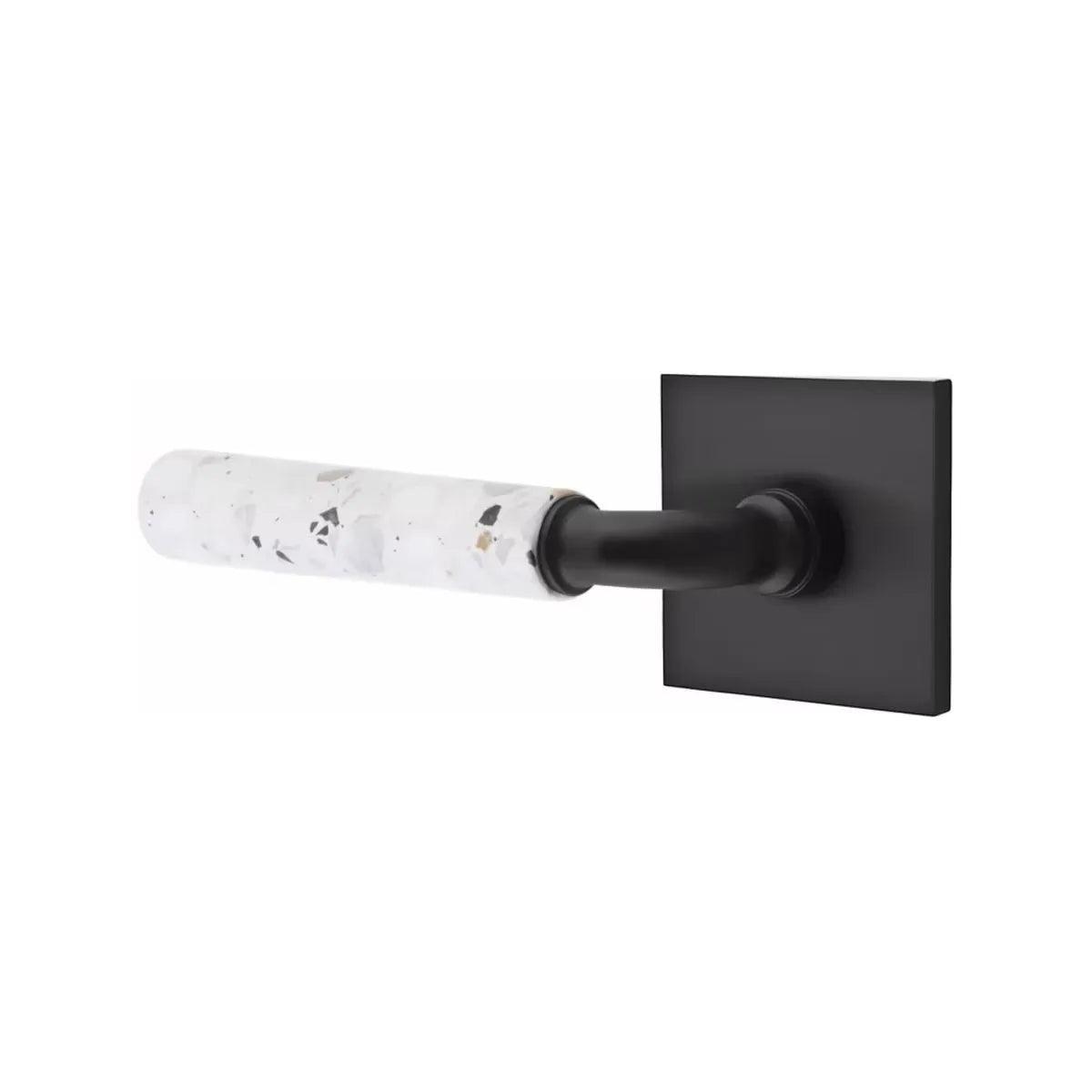 Emtek Select R-Bar Terrazzo Lever with Square Rosette Flat Black
