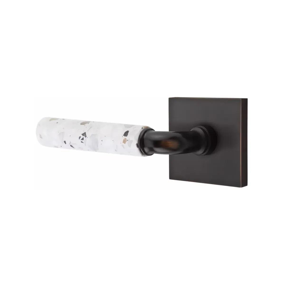 Emtek Select R-Bar Terrazzo Lever with Square Rosette Oil Rubbed Bronze