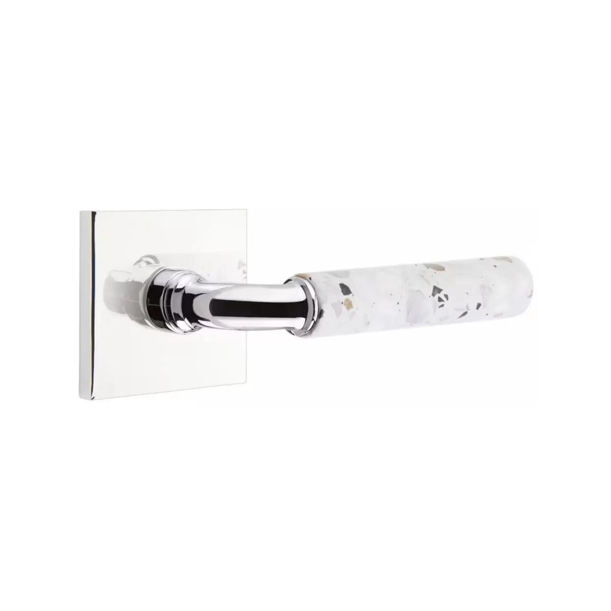 Emtek Select R-Bar Terrazzo Lever with Square Rosette Polished Chrome