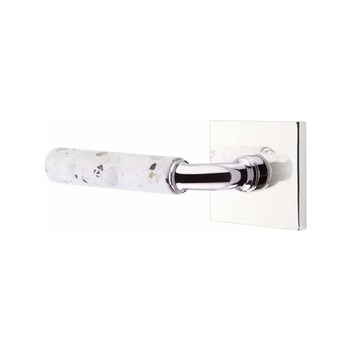 Emtek Select R-Bar Terrazzo Lever with Square Rosette Polished Chrome