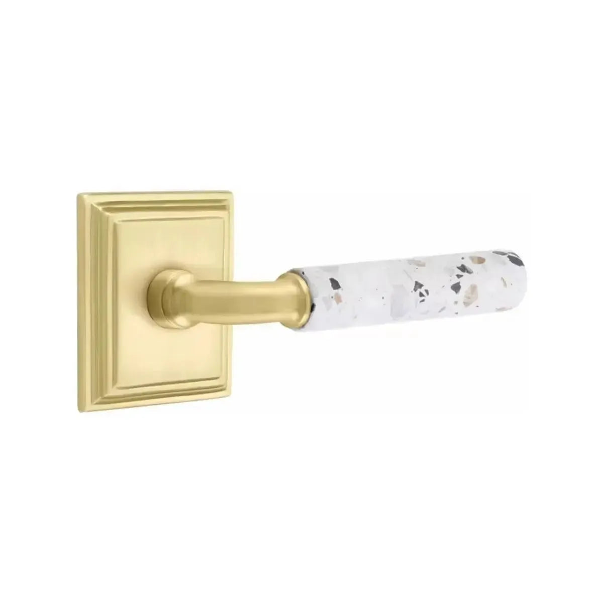 EmtekEmtek Select R-Bar Terrazzo Lever with Wilshire Rosette in 