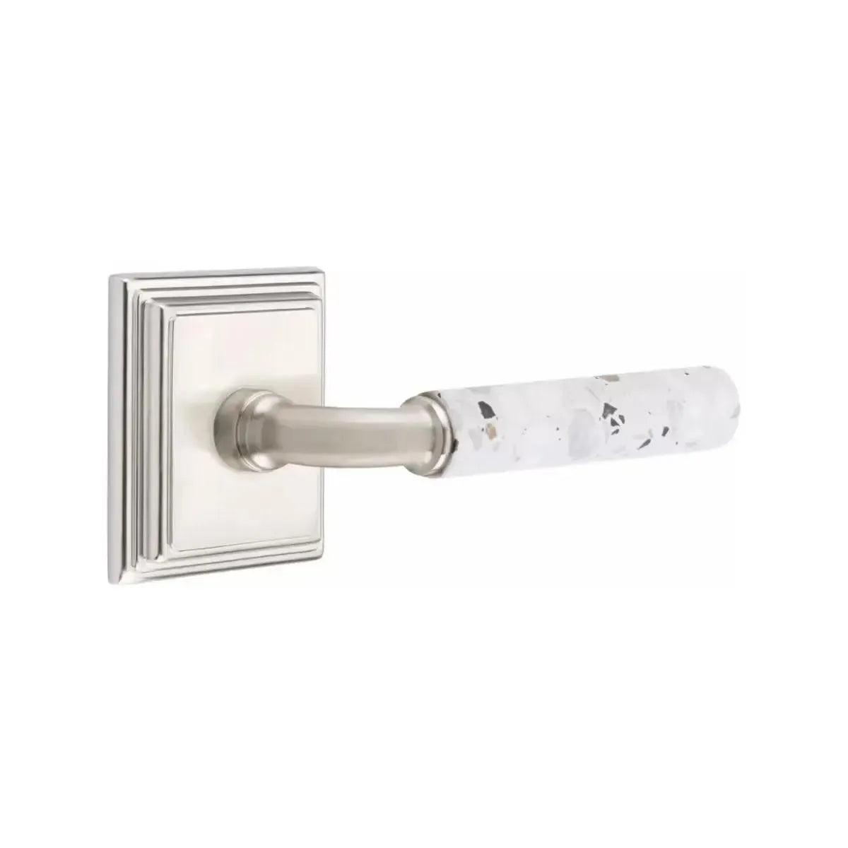 EmtekEmtek Select R-Bar Terrazzo Lever with Wilshire Rosette in 
