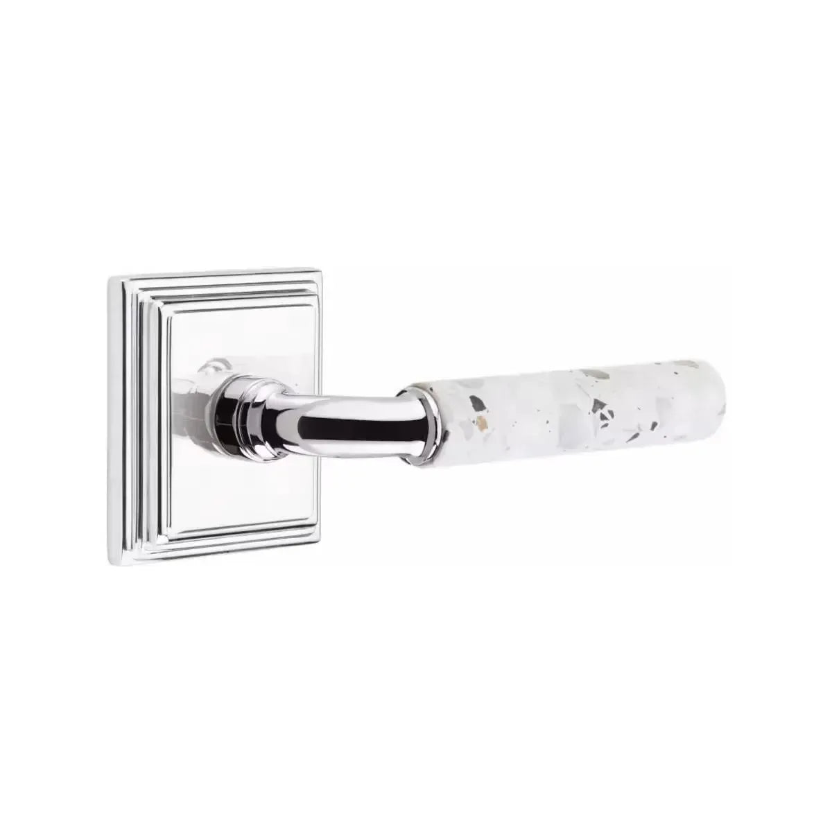 EmtekEmtek Select R-Bar Terrazzo Lever with Wilshire Rosette in 