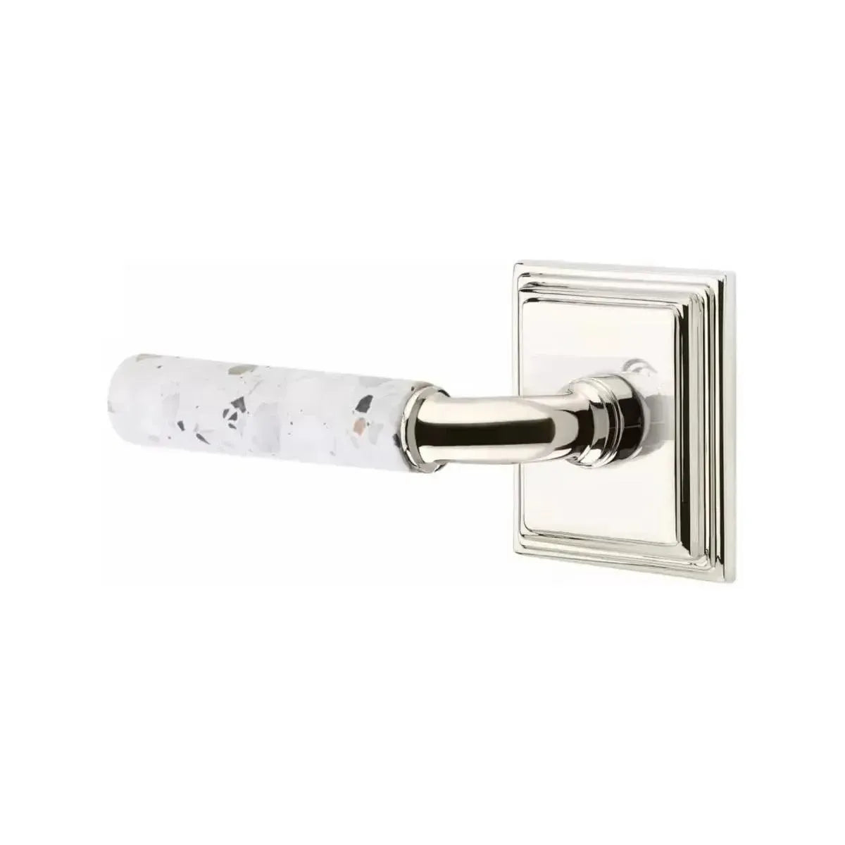 EmtekEmtek Select R-Bar Terrazzo Lever with Wilshire Rosette in 