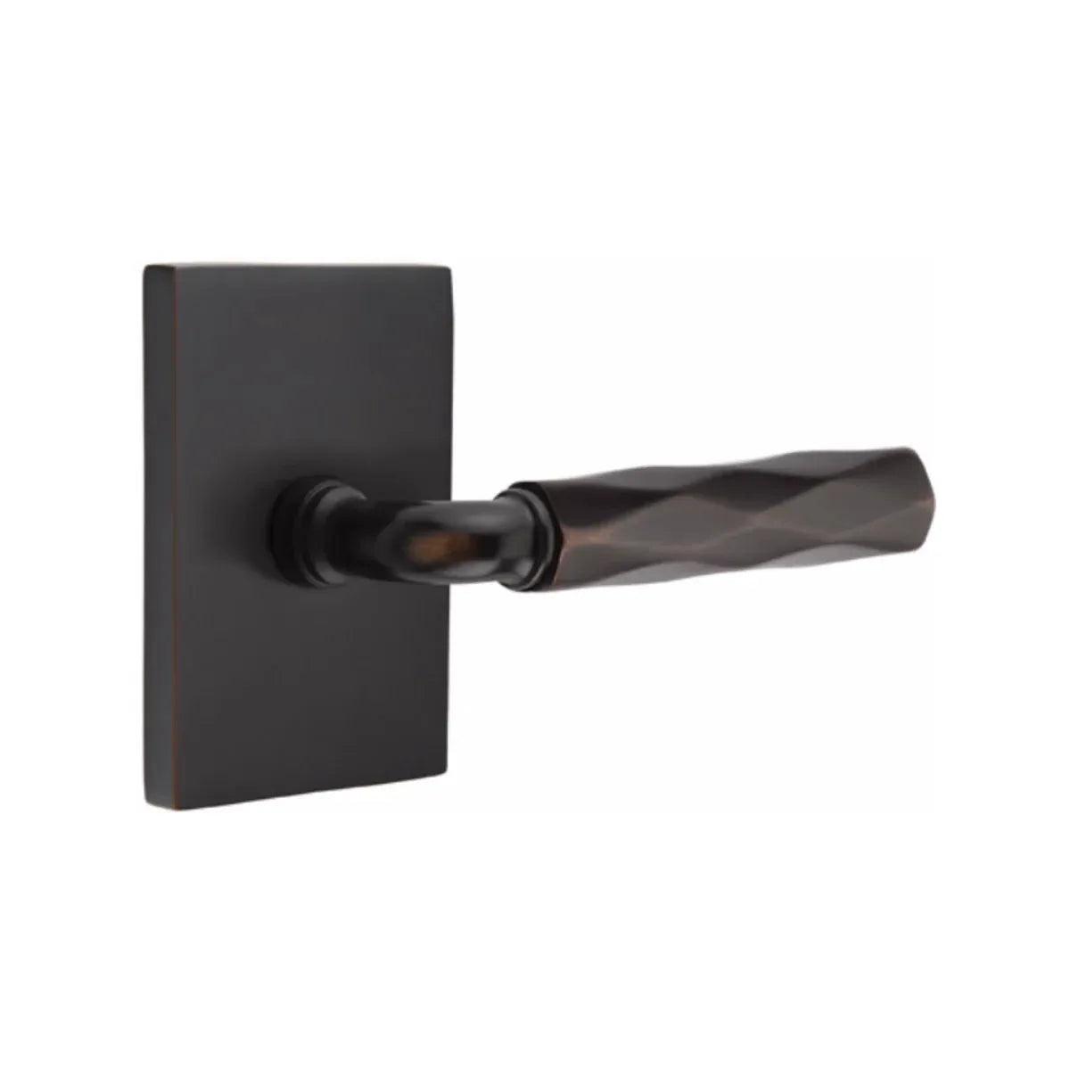Emtek Select R-Bar Tribeca Lever with Modern Rectangular Rosette 