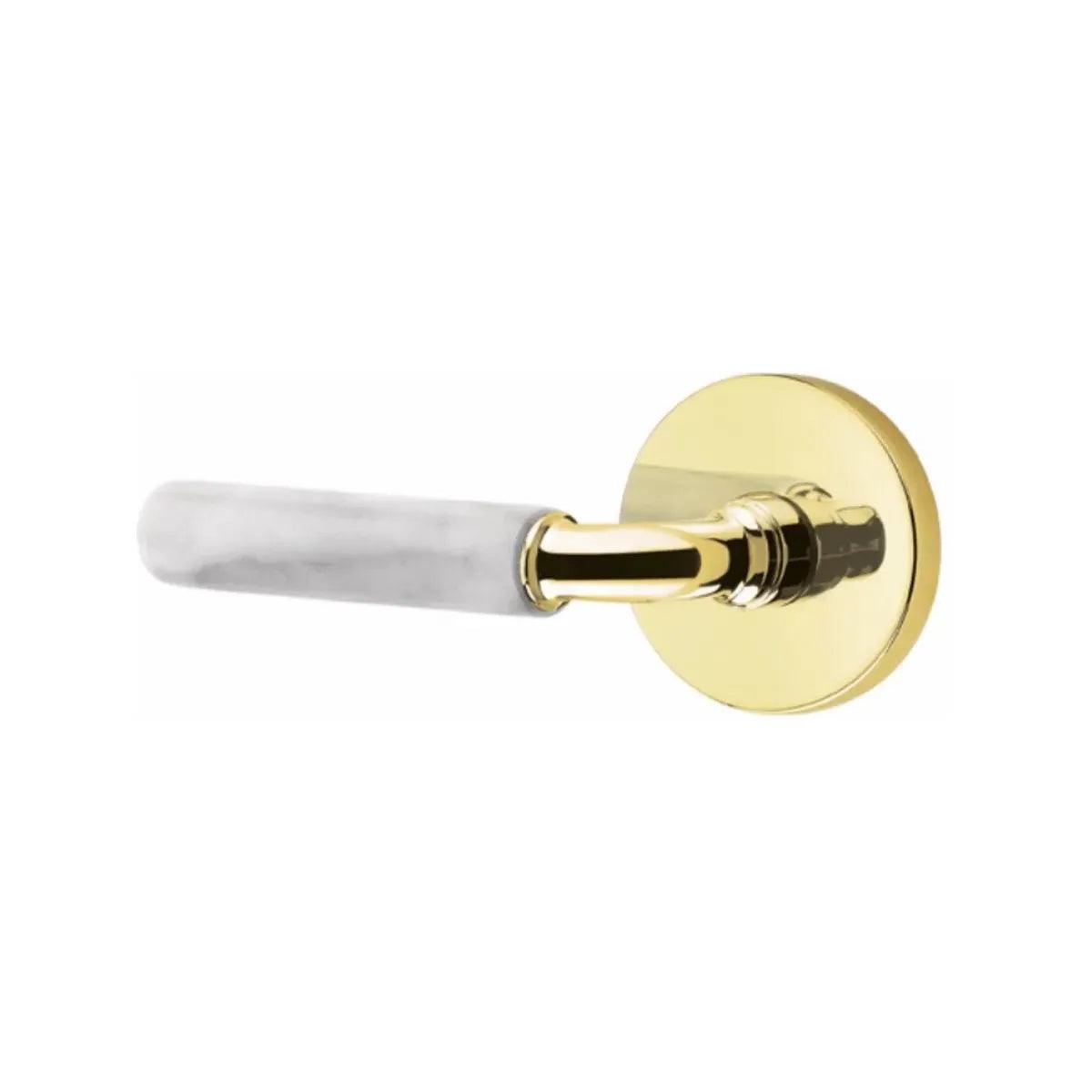 Emtek Select R-Bar White Marble Lever with Disk Rosette 