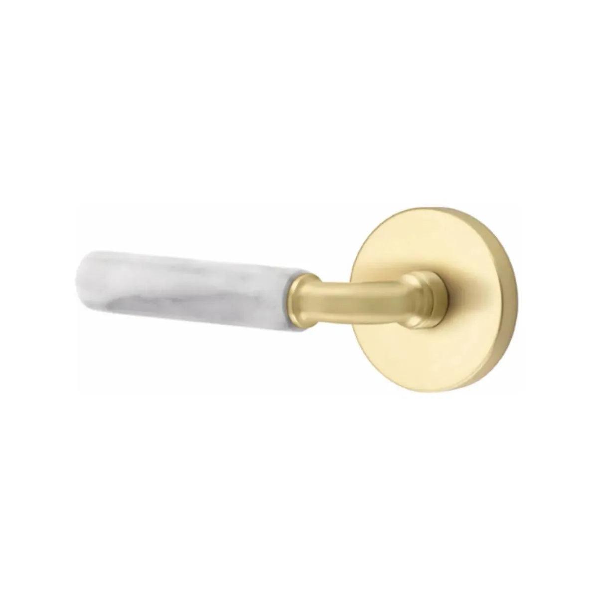 Emtek Select R-Bar White Marble Lever with Disk Rosette 