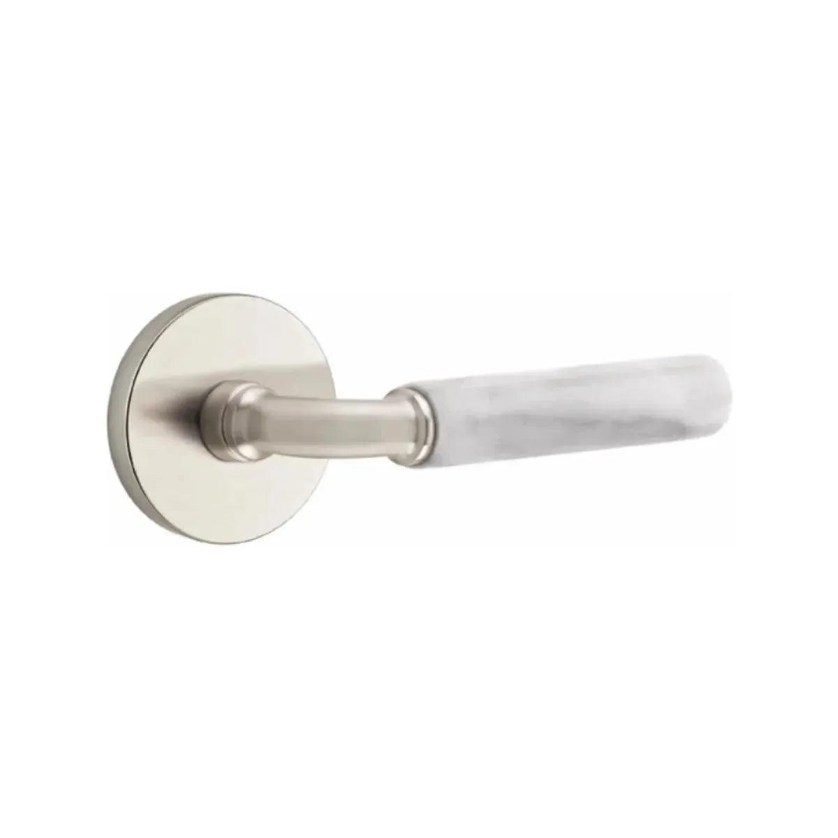 Emtek Select R-Bar White Marble Lever with Disk Rosette 