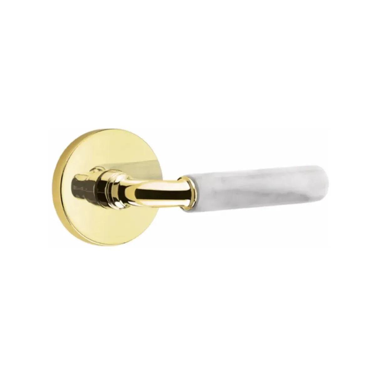 Emtek Select R-Bar White Marble Lever with Disk Rosette 