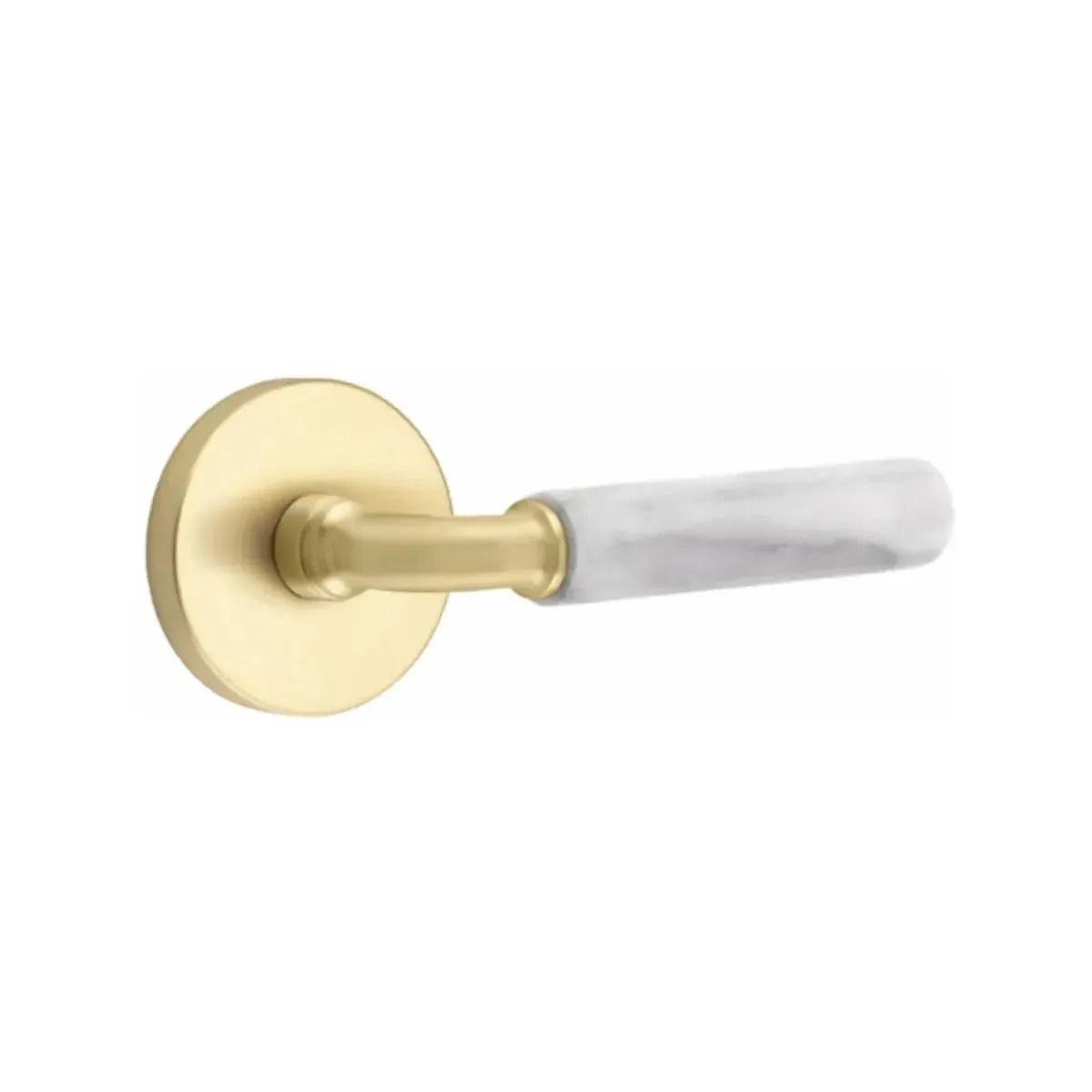 Emtek Select R-Bar White Marble Lever with Disk Rosette 