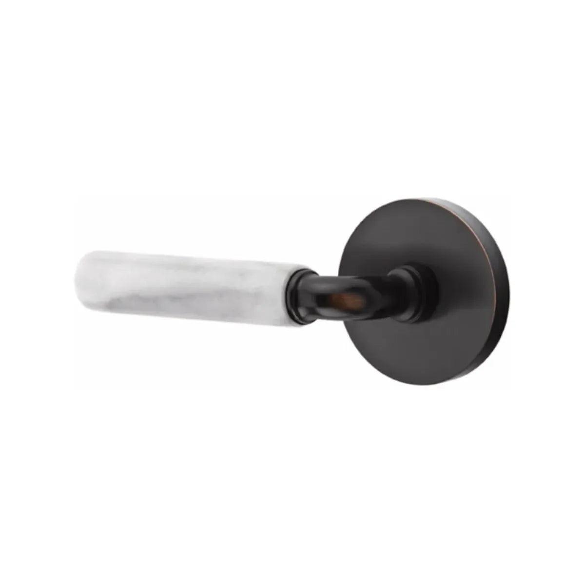Emtek Select R-Bar White Marble Lever with Disk Rosette 