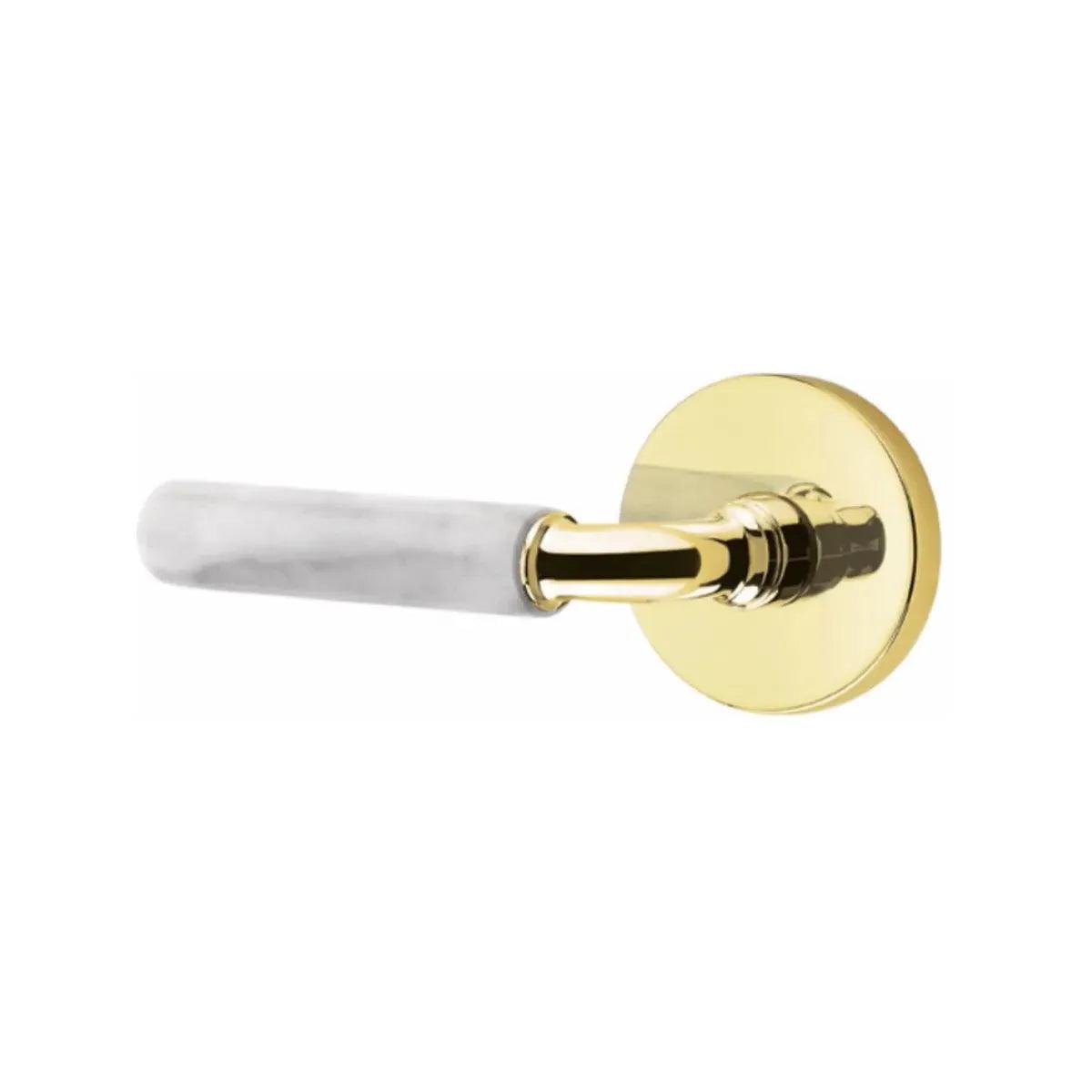 Emtek Select R-Bar White Marble Lever with Disk Rosette 