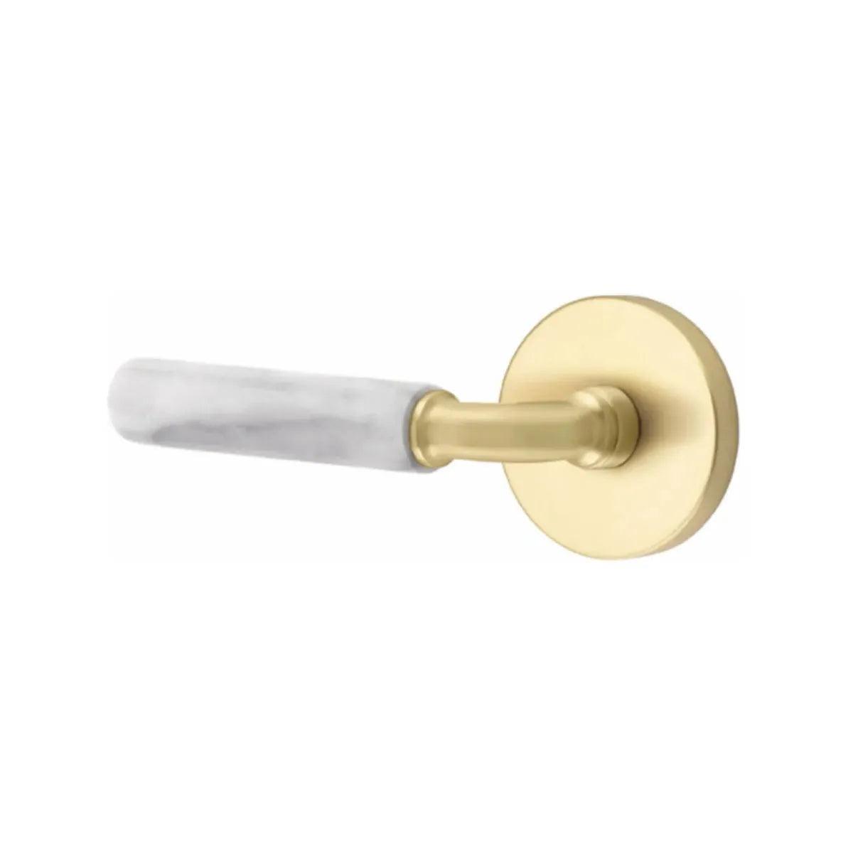 Emtek Select R-Bar White Marble Lever with Disk Rosette 