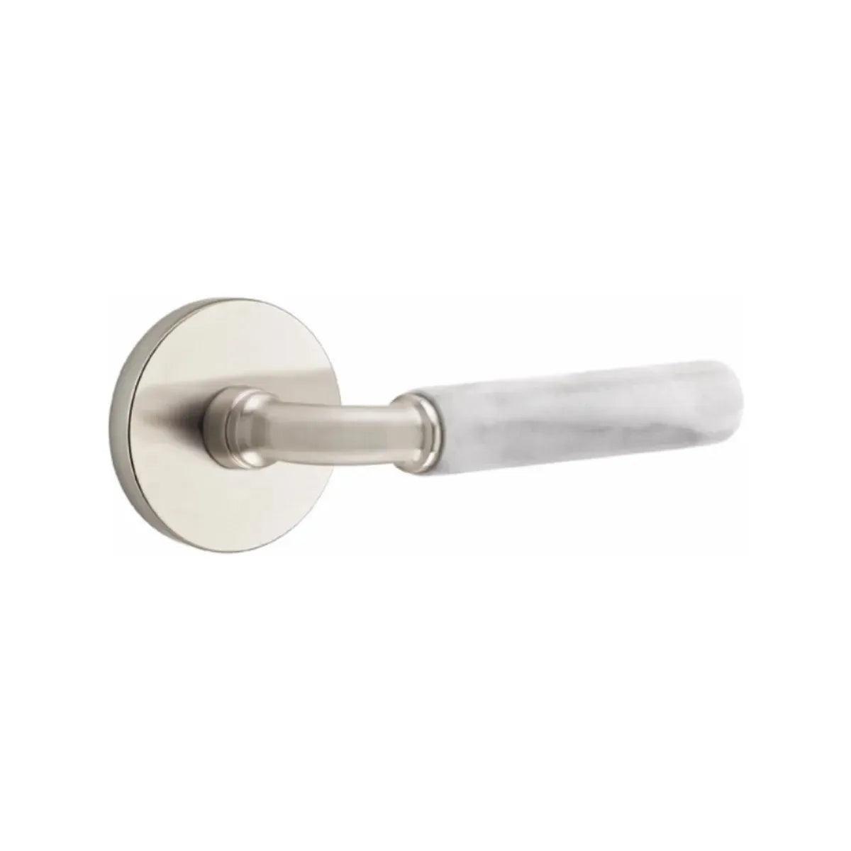 Emtek Select R-Bar White Marble Lever with Disk Rosette 