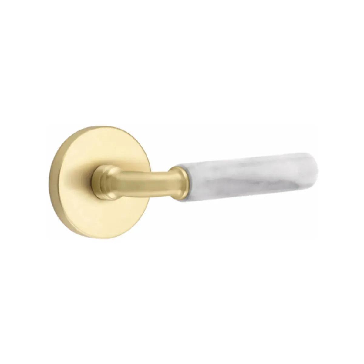 Emtek Select R-Bar White Marble Lever with Disk Rosette 