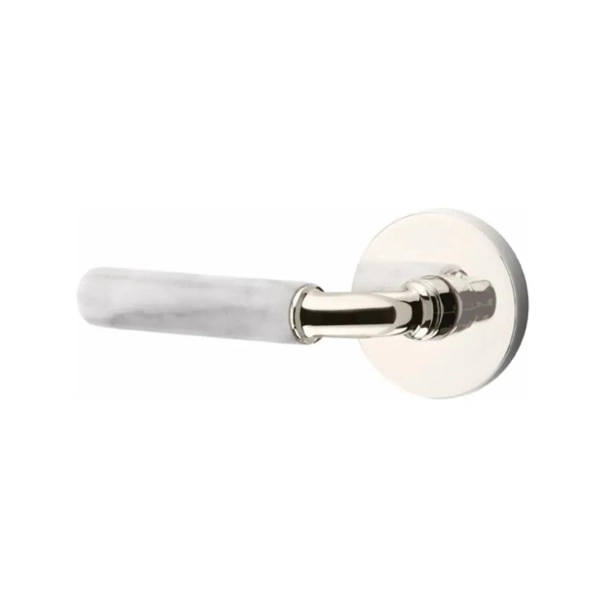 Emtek Select R-Bar White Marble Lever with Disk Rosette 