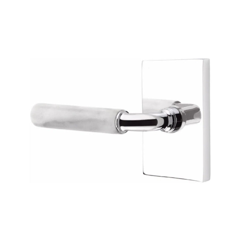 Emtek Select R-Bar White Marble Lever with Modern Rectangular Rosette in finish