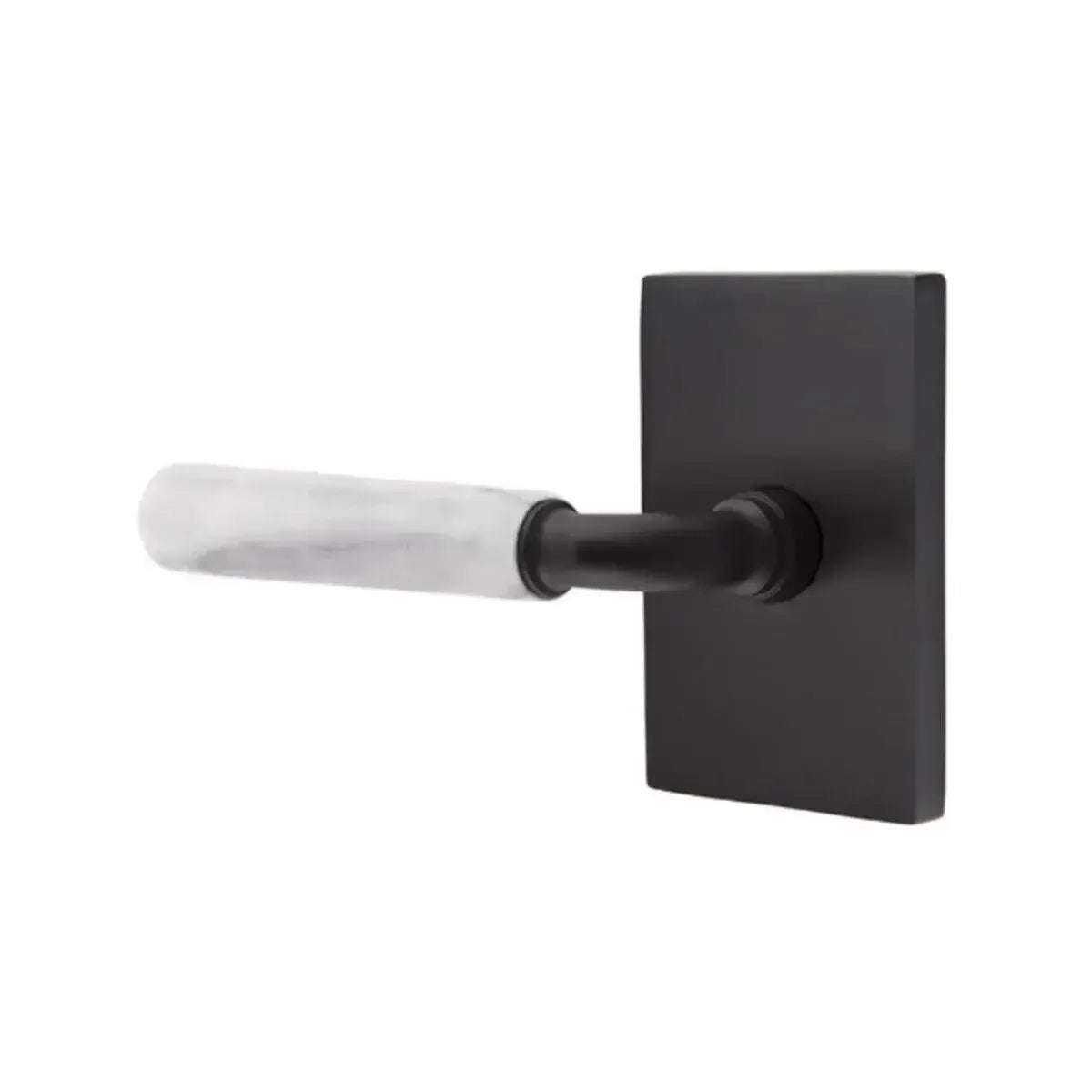 EmtekEmtek Select R-Bar White Marble Lever with Modern Rectangular Rosette in 