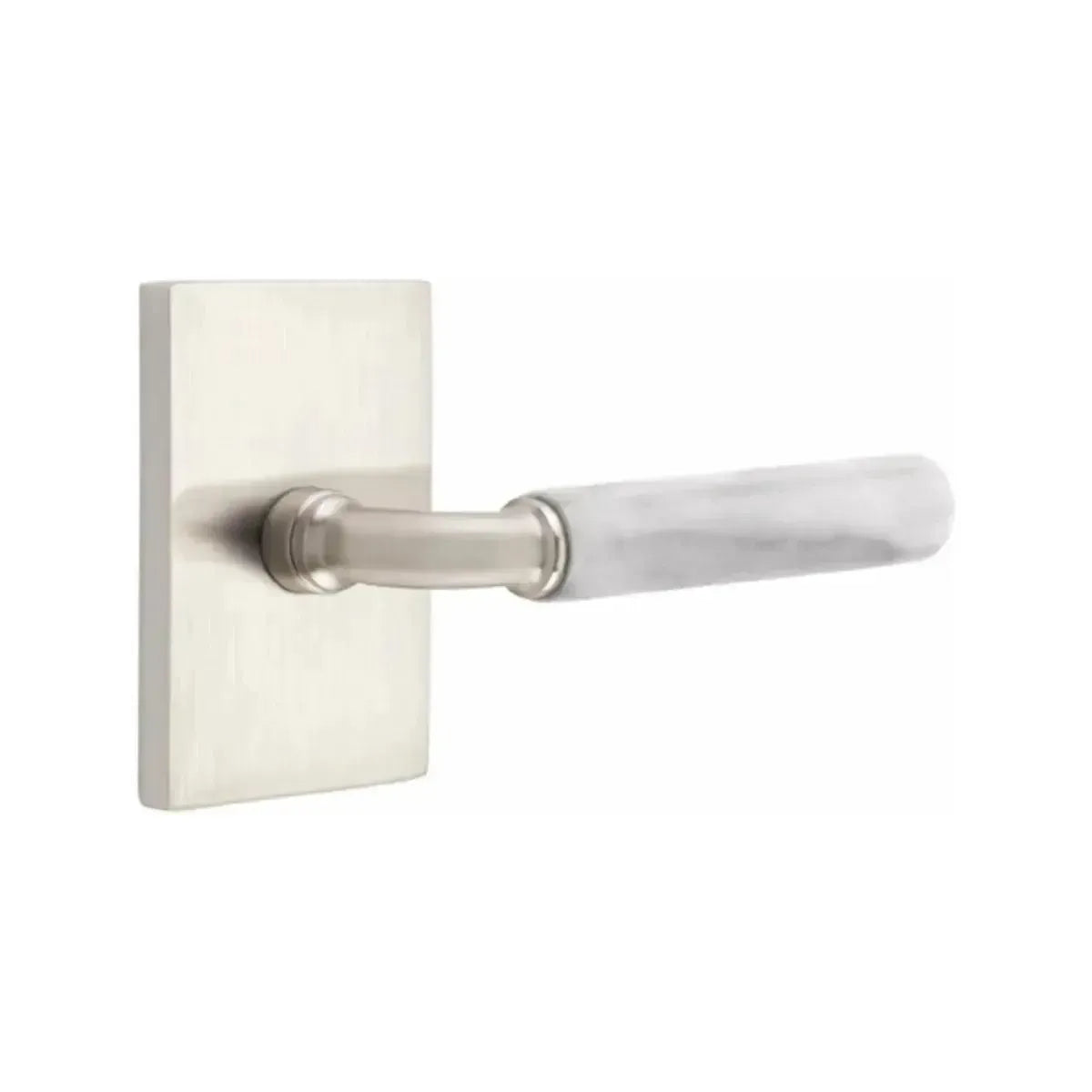 EmtekEmtek Select R-Bar White Marble Lever with Modern Rectangular Rosette in 