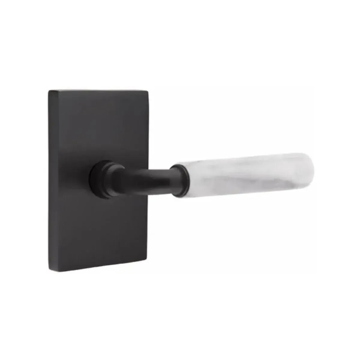 EmtekEmtek Select R-Bar White Marble Lever with Modern Rectangular Rosette in 