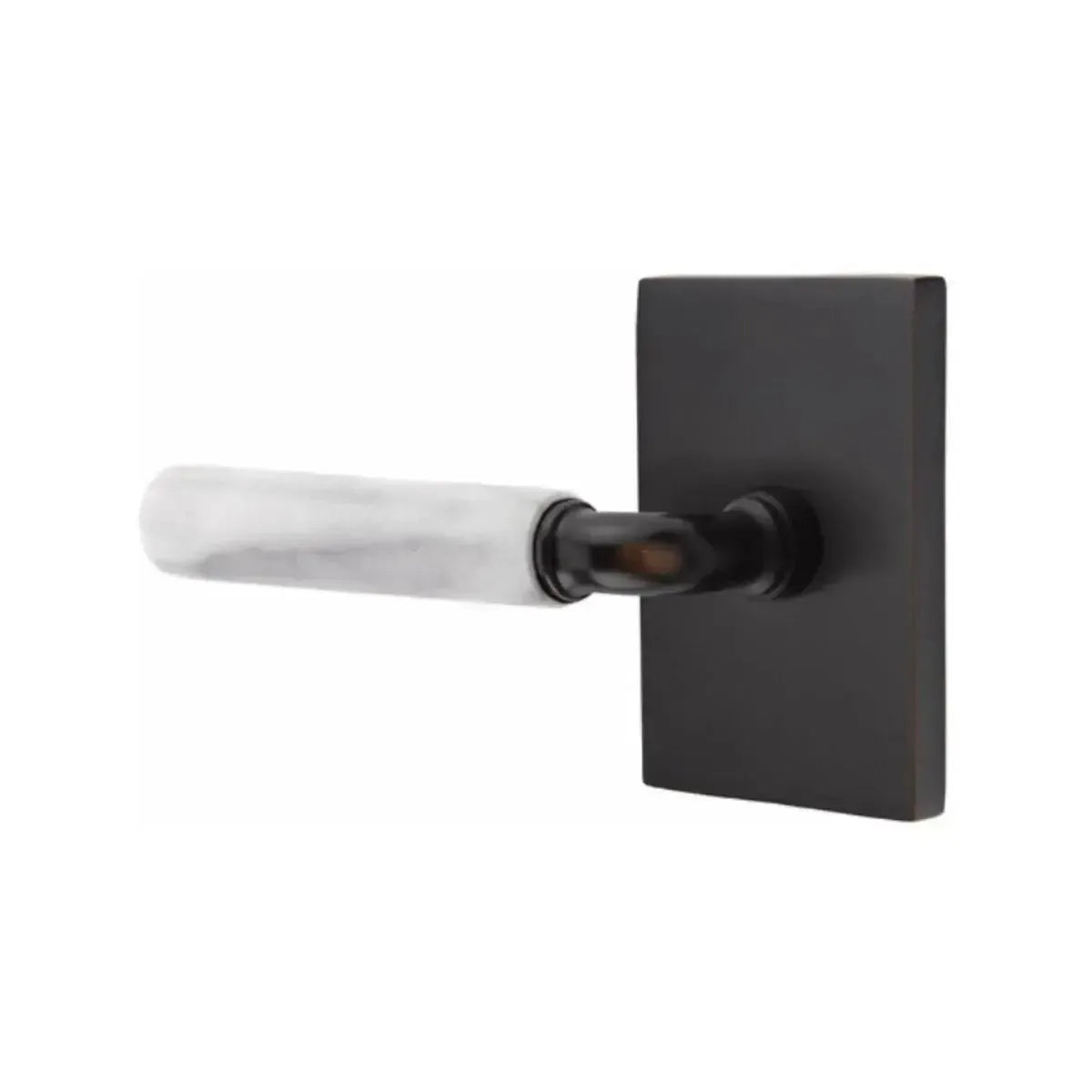 EmtekEmtek Select R-Bar White Marble Lever with Modern Rectangular Rosette in 