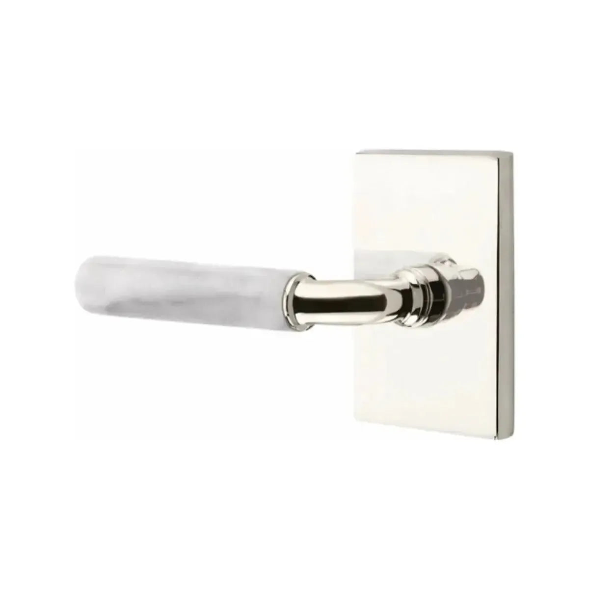 EmtekEmtek Select R-Bar White Marble Lever with Modern Rectangular Rosette in 