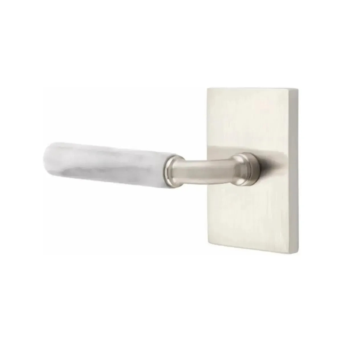 EmtekEmtek Select R-Bar White Marble Lever with Modern Rectangular Rosette in 