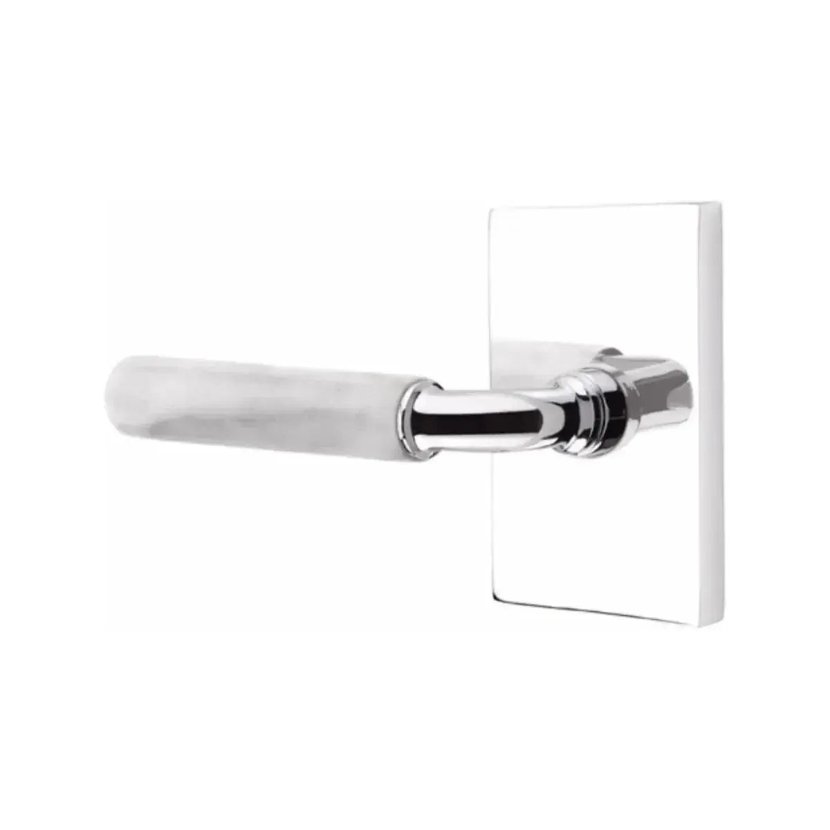 EmtekEmtek Select R-Bar White Marble Lever with Modern Rectangular Rosette in 