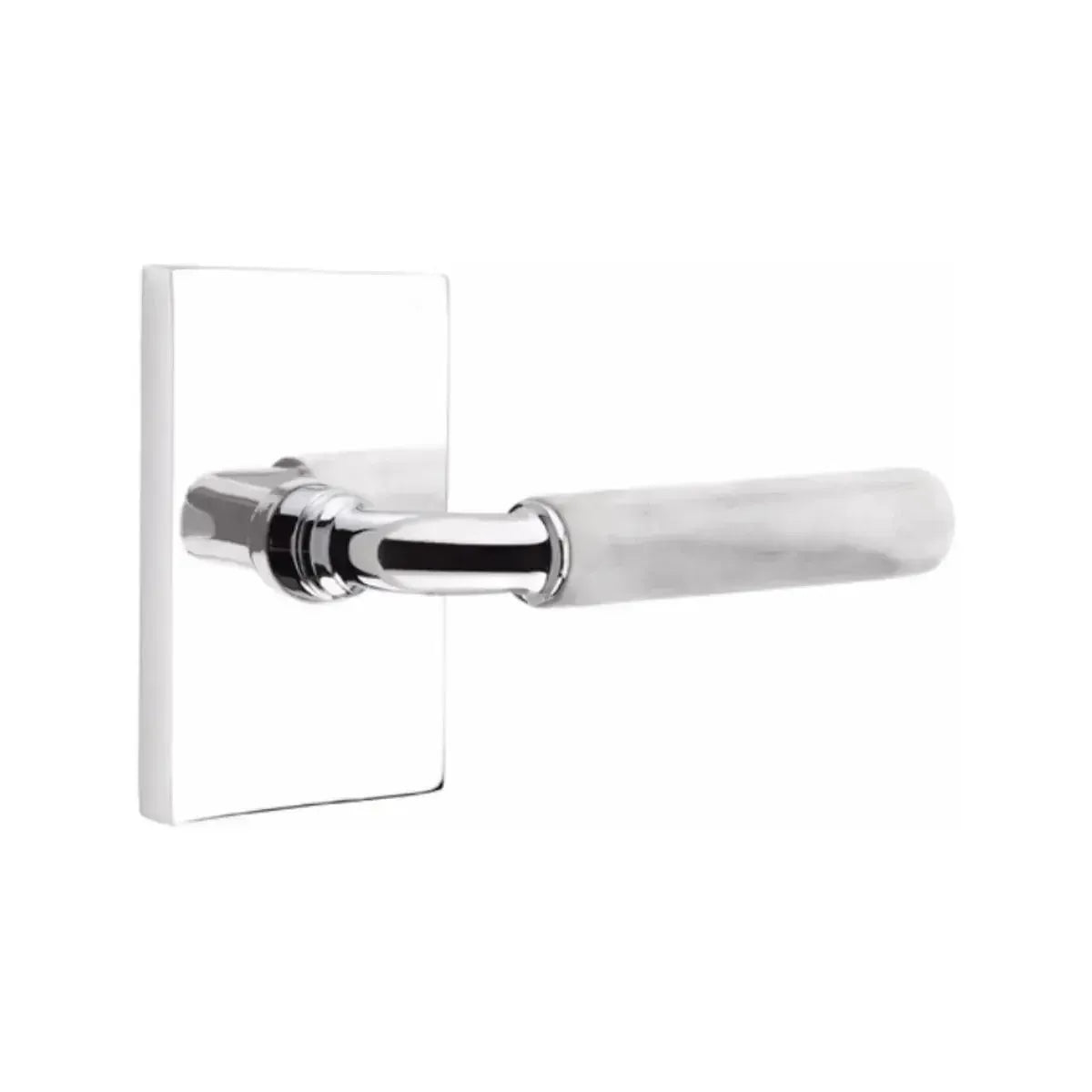 EmtekEmtek Select R-Bar White Marble Lever with Modern Rectangular Rosette in 