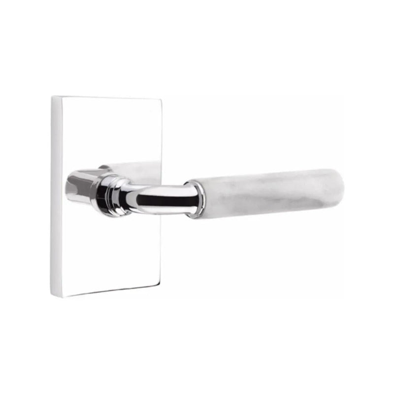 Emtek Select R-Bar White Marble Lever with Modern Rectangular Rosette in finish