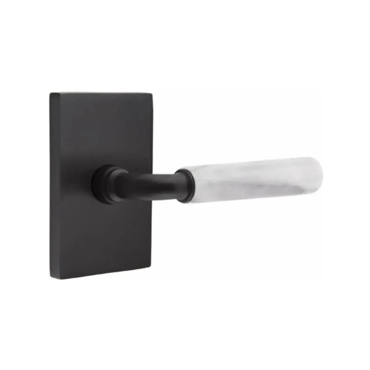 EmtekEmtek Select R-Bar White Marble Lever with Modern Rectangular Rosette in 