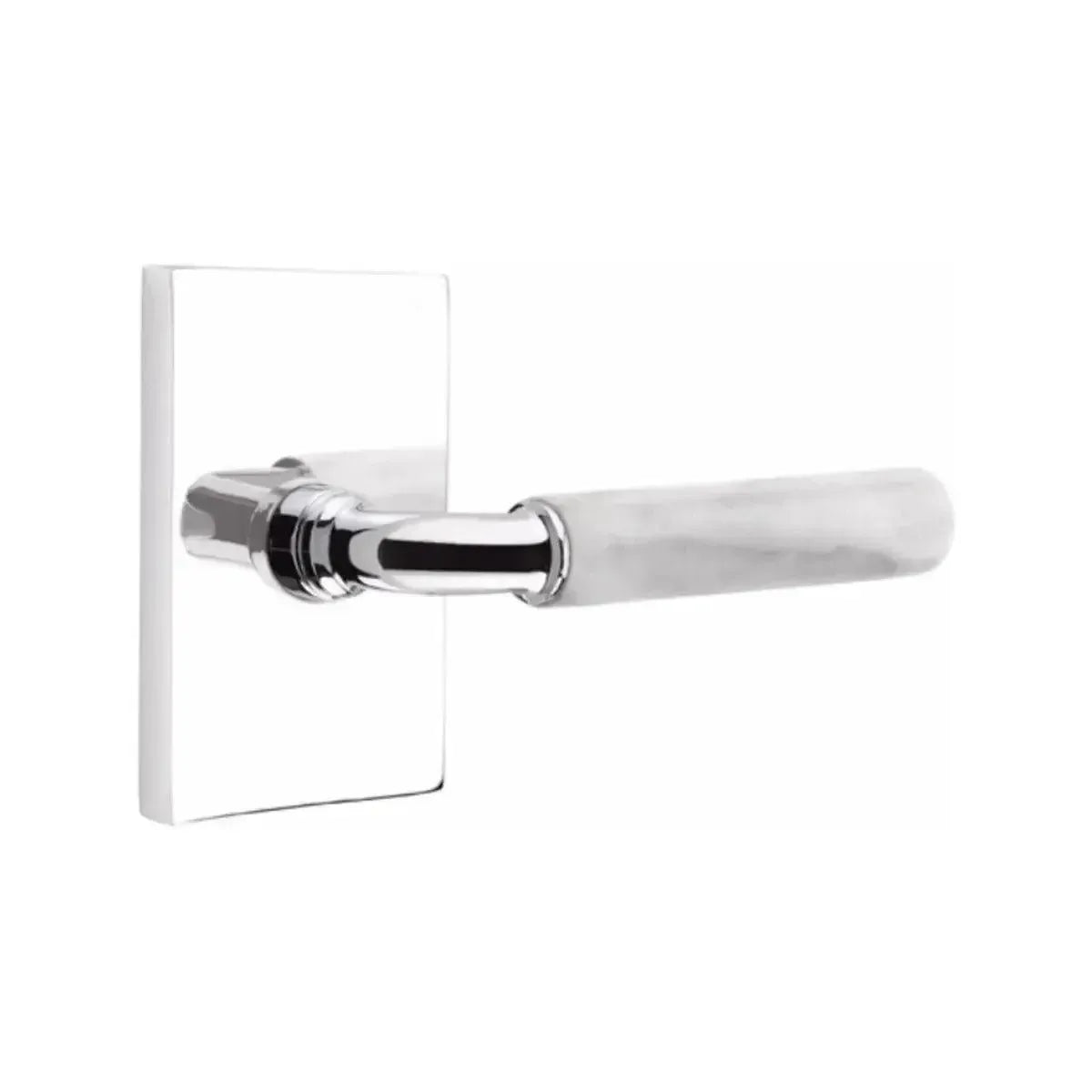EmtekEmtek Select R-Bar White Marble Lever with Modern Rectangular Rosette in 