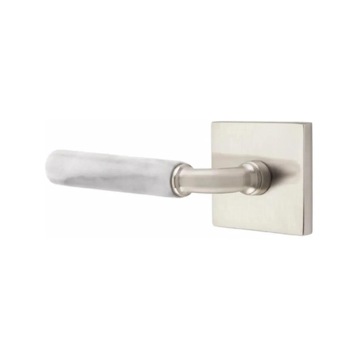 Emtek Select R-Bar White Marble Lever with Square Rosette 
