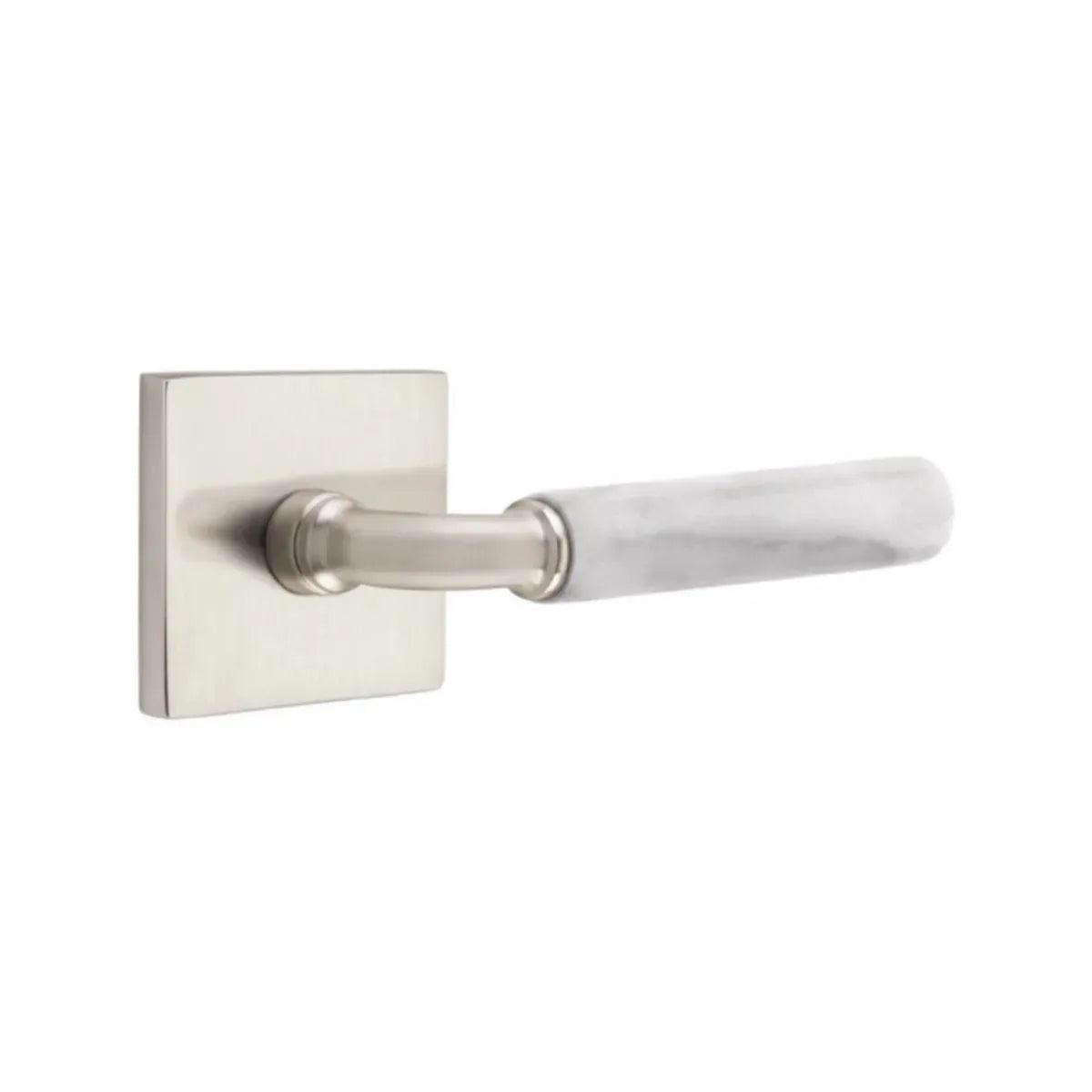 Emtek Select R-Bar White Marble Lever with Square Rosette 