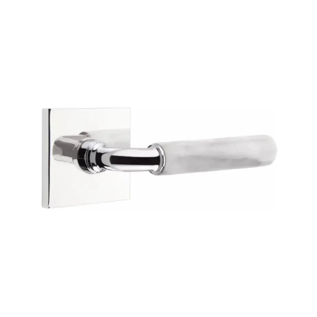 EmtekEmtek Select R-Bar White Marble Lever with Square Rosette in 