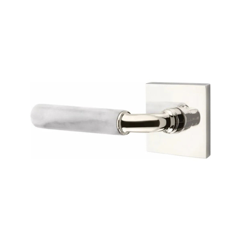 Emtek Select R-Bar White Marble Lever with Square Rosette in finish