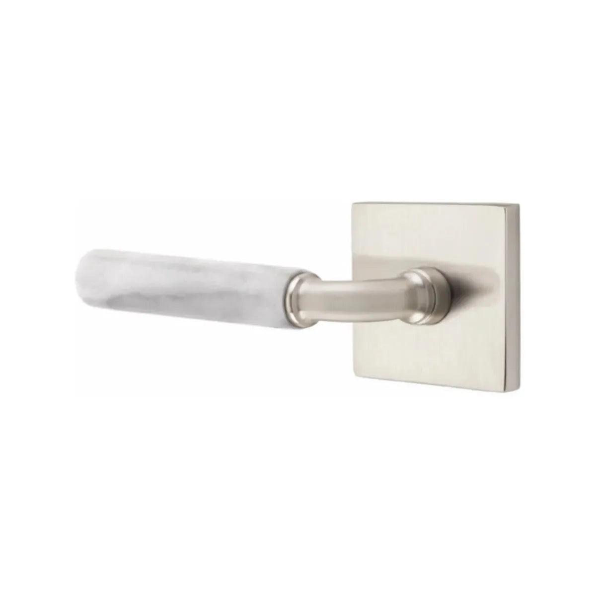 Emtek Select R-Bar White Marble Lever with Square Rosette 