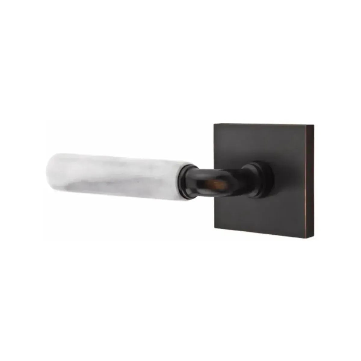 EmtekEmtek Select R-Bar White Marble Lever with Square Rosette in 